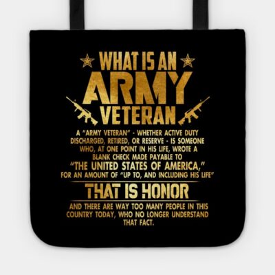 Whats An Army Veteran Gold Foil Effect Tote Official Army Merch