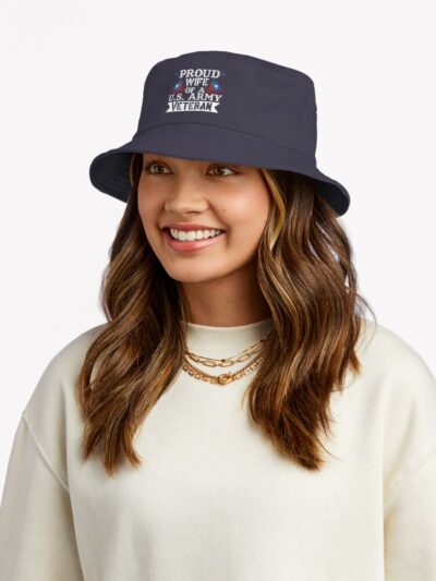 Proud Wife Us Army Veteran - Veteran Wife Bucket Hat Official Army Merch