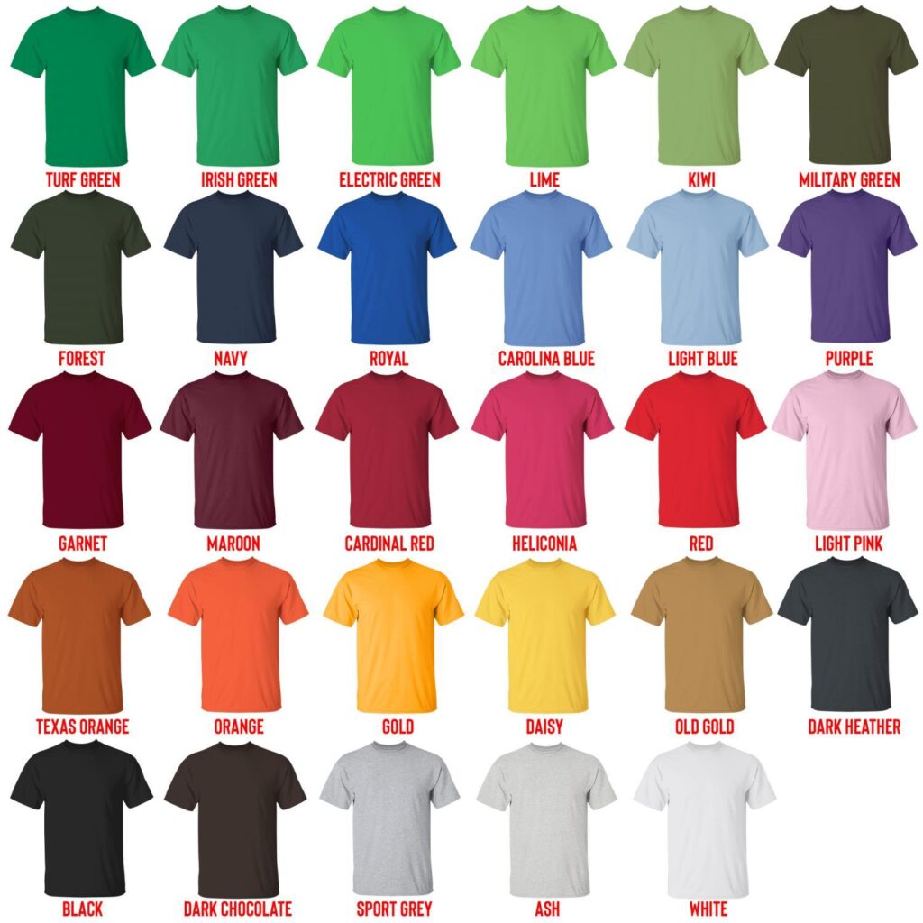 t shirt color chart - Army Gift