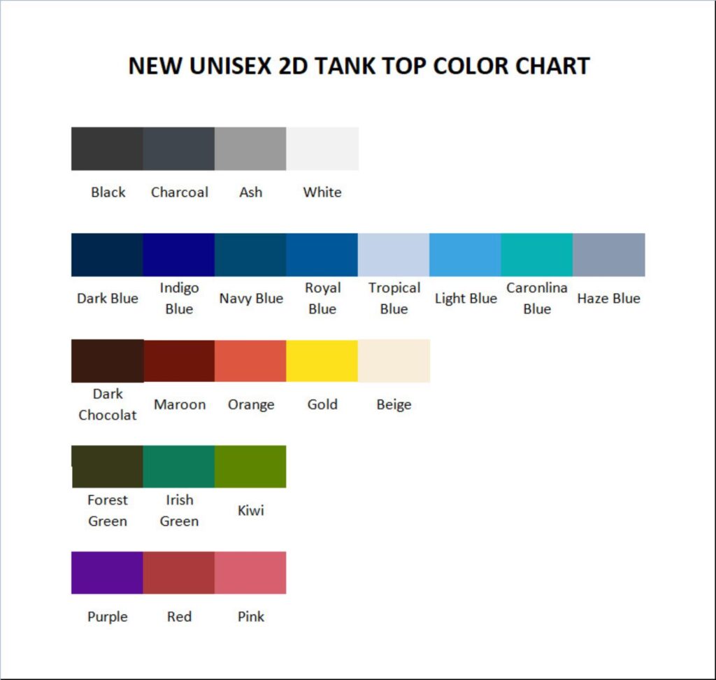 tank top color chart - Army Gift