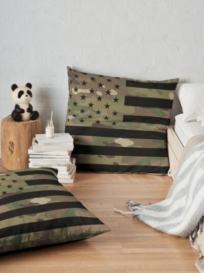 U.S. Flag: Military Camouflage Throw Pillow Official Army Merch