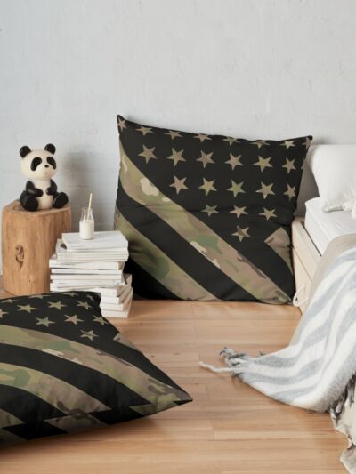 U.S. Flag: Military Camouflage Throw Pillow Official Army Merch