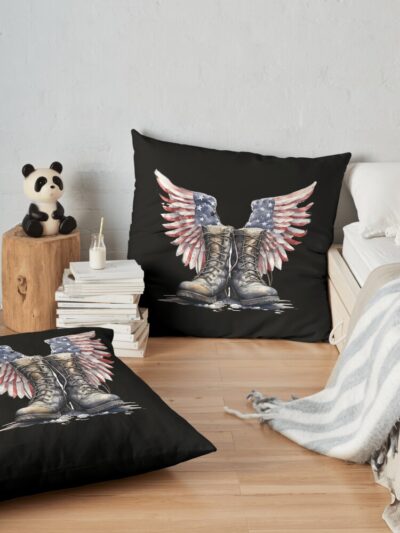 Ptsd Awareness - American Flag Military Support America Throw Pillow Official Army Merch