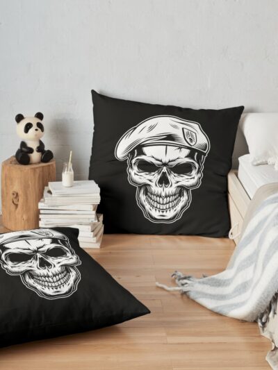 Military Skull Throw Pillow Official Army Merch