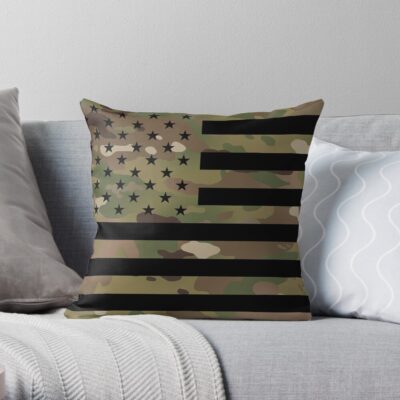 U.S. Flag: Military Camouflage Throw Pillow Official Army Merch