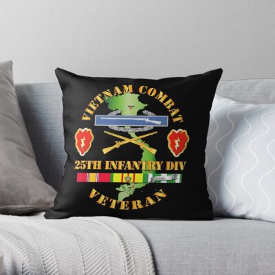 Army - Vietnam Combat Infantry Veteran W 25Th Inf Div Ssi V1 Throw Pillow Official Army Merch