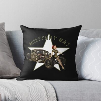 Military Rat Throw Pillow Official Army Merch