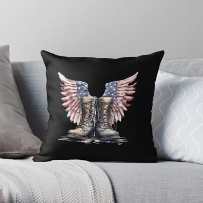 Ptsd Awareness - American Flag Military Support America Throw Pillow Official Army Merch