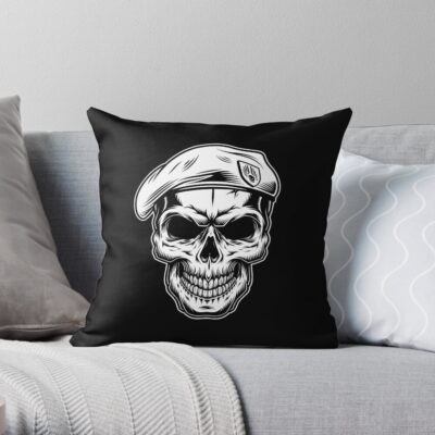 Military Skull Throw Pillow Official Army Merch