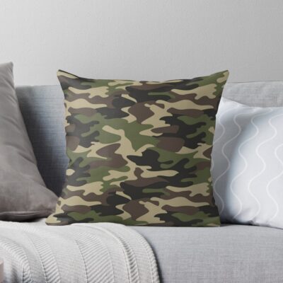 Army Green Camo Camouflage Print Throw Pillow Official Army Merch