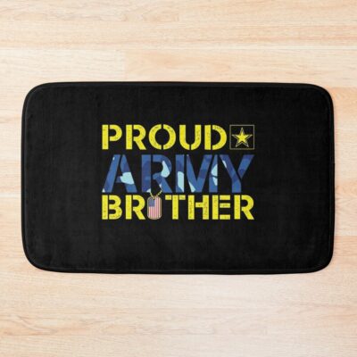 Proud Army Brother Shirt Army Brother Gift Military Brother Shirt Army Blue Camouflage Shirt Soldier Bro Custom Army Family Graduation Shirt Bath Mat Official Army Merch