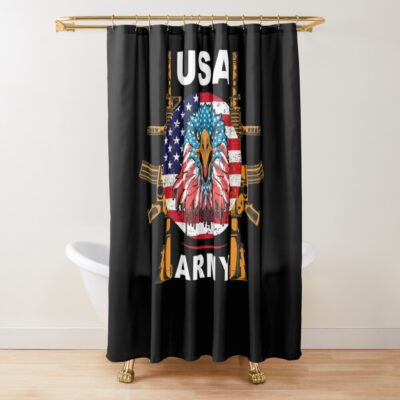 Usa Army T-Shirt Design. Shower Curtain Official Army Merch