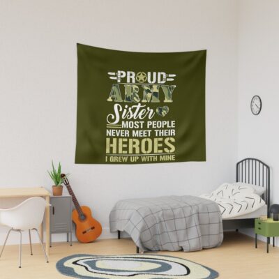 Army  Veteran Proud Us Army Sister Shirt Military Pride Tapestry Official Army Merch