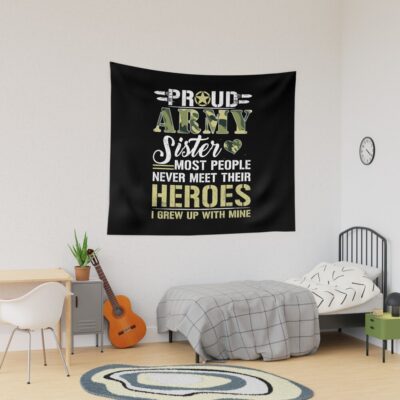 Proud Army Sister Gift - Army Sis Veterans Day Tapestry Official Army Merch