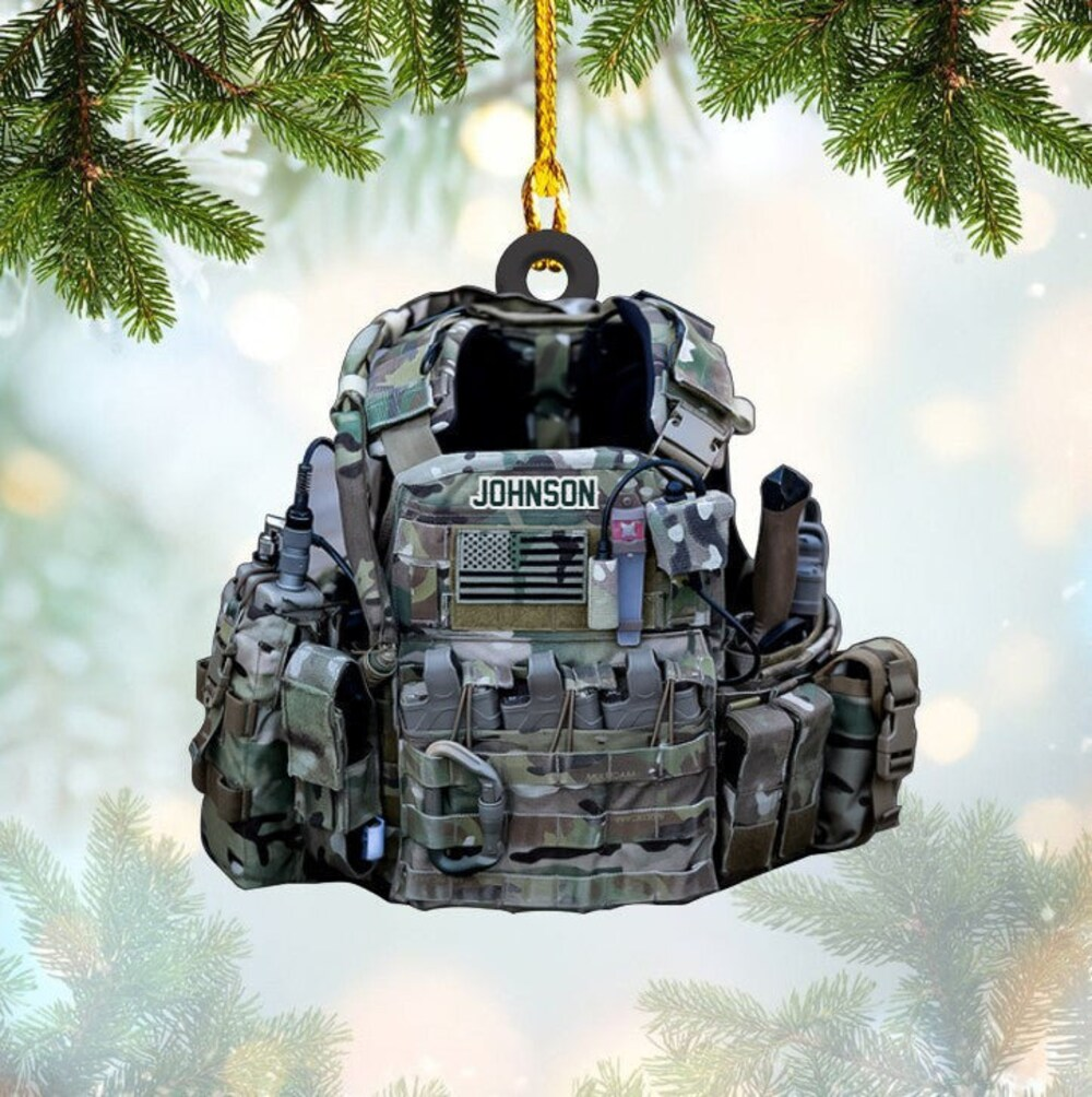 Personalized Army Combat Vest Custom Shape Ornament